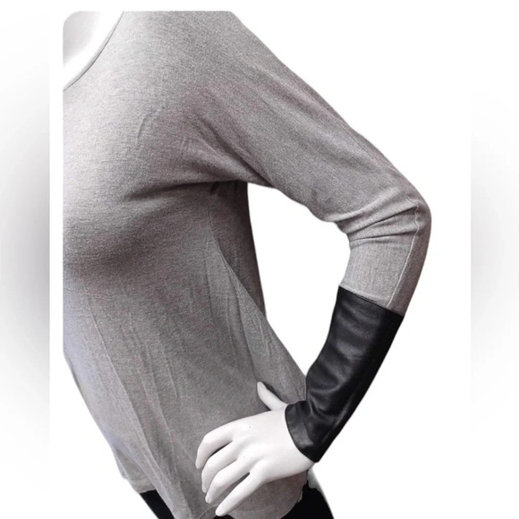 Club Monaco Faux Leather Accent Jersey Knit  Long Sleeve Size XS - Picture 4 of 10